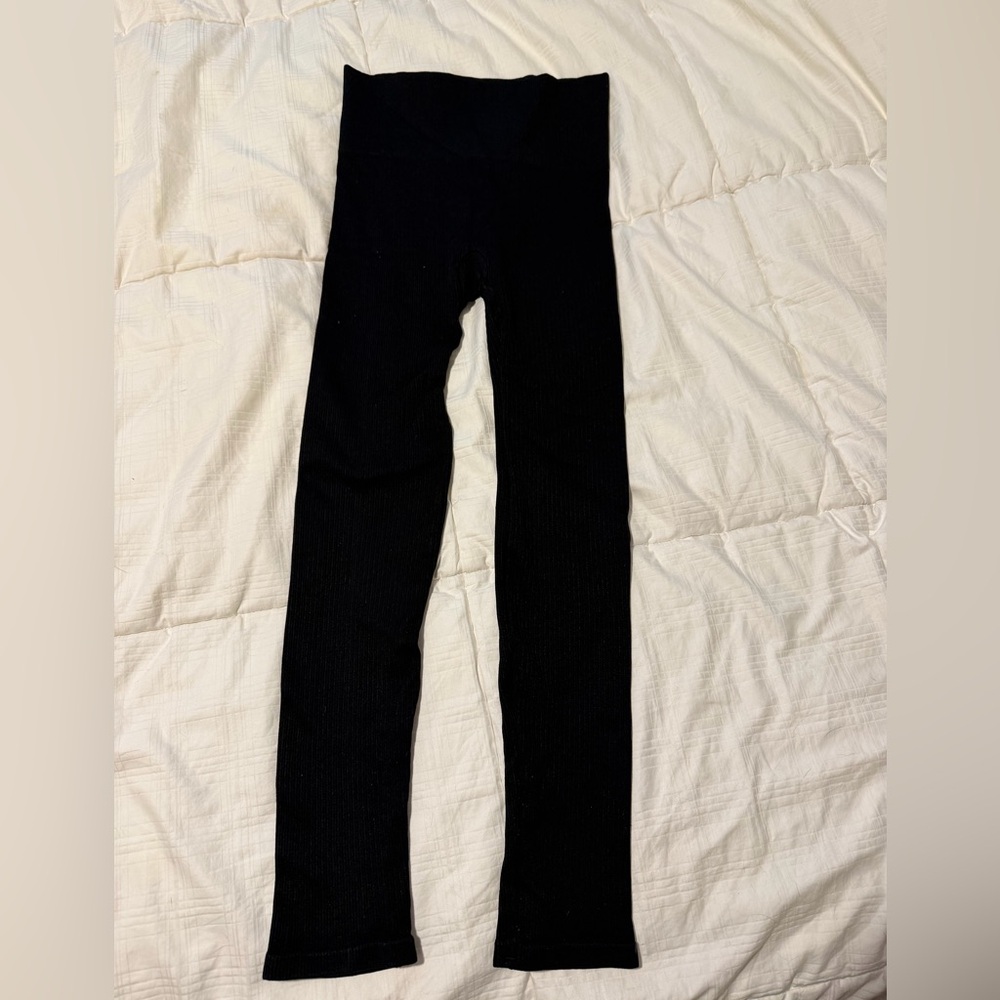 SPANX Seamless Black Ribbed Leggings